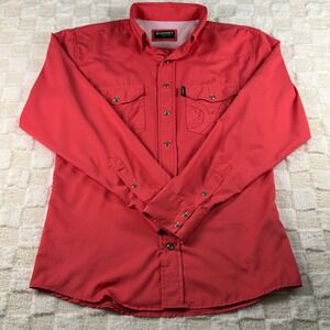 HOOEY HABITAT Men's Western Snap Button Long Sleeve Shirt Size S Red‎